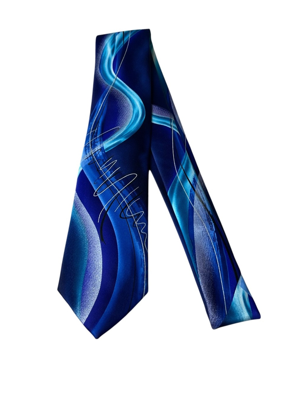 Garcia NWT Riptide Collection Men's Blue Abstract Pattern Silk Tie